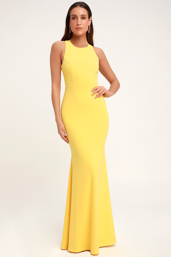 Power of Wow Yellow Backless Maxi Dress 1