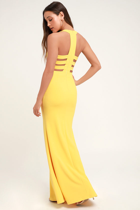 Power of Wow Yellow Backless Maxi Dress 2