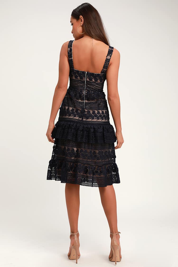 Glam Navy Blue Dress - Navy Lace Dress - Crochet Lace Dress - Lulus