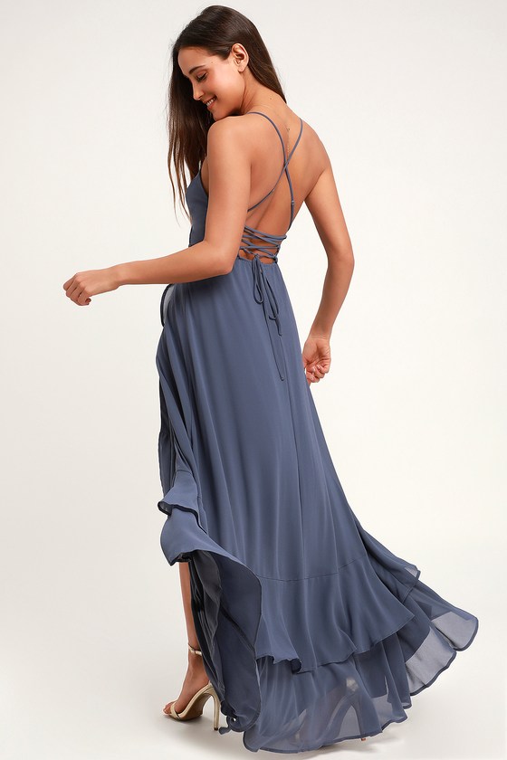 lulus slate blue maxi dress