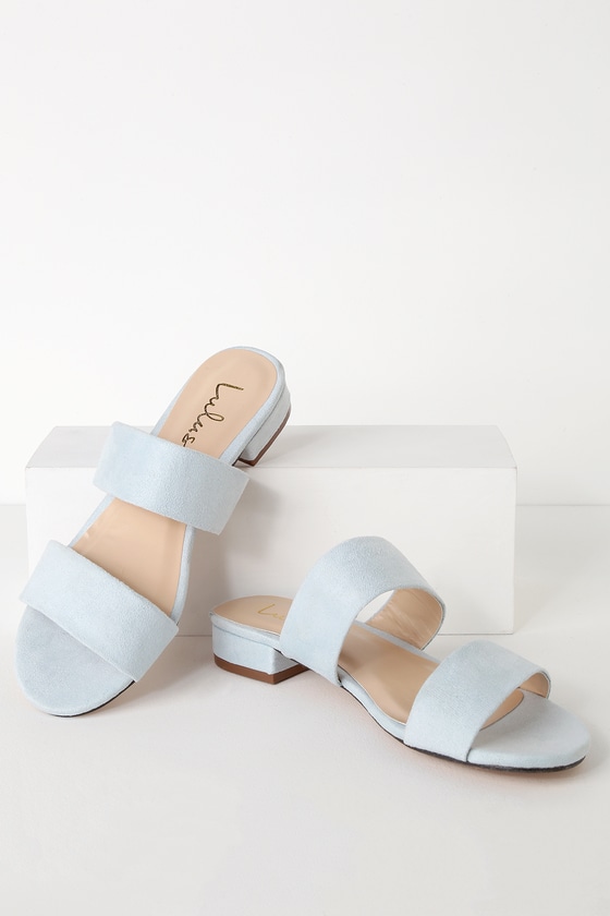 Cute Slide Sandals - Blue Suede Slides - Vegan Slides - Lulus