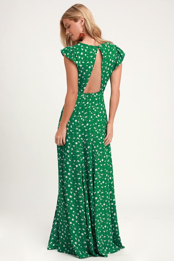 floral print backless maxi dress