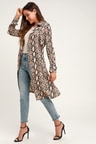 STANDOUT CREAM SNAKE PRINT LIGHTWEIGHT TRENCH COAT LULUS