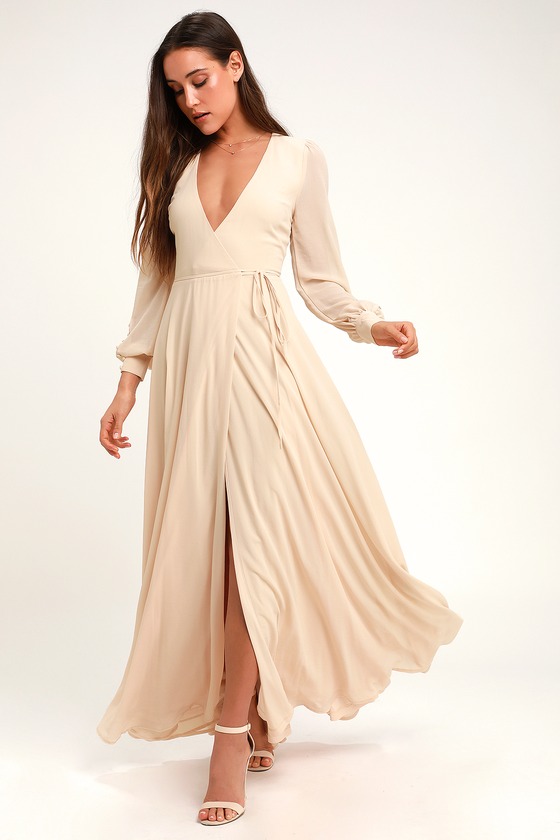 Glam Cream Dress - Maxi Dress - Wrap 