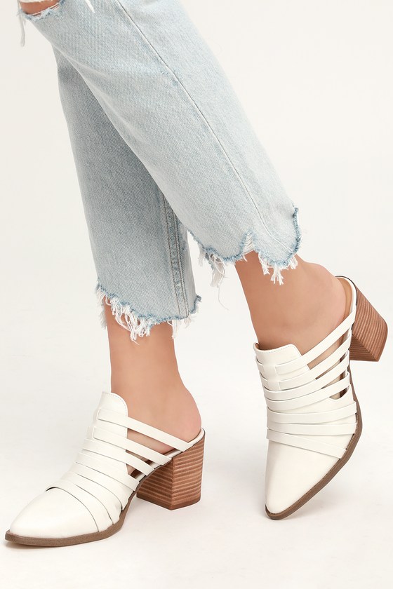 white pointed mule