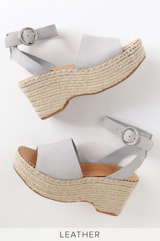 Lesly Ice Blue Nubuck Espadrille Wedges 2