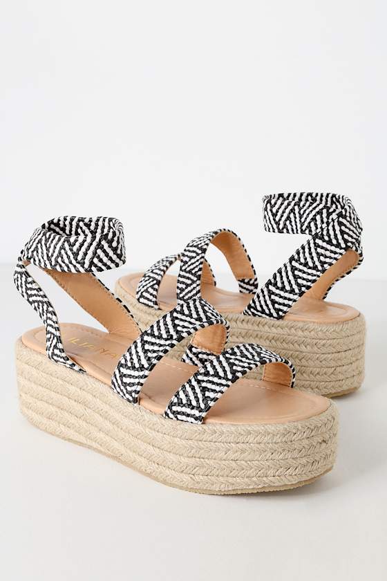 Cute Black and White Sandals - Platform Sandals - Espadrilles - Lulus