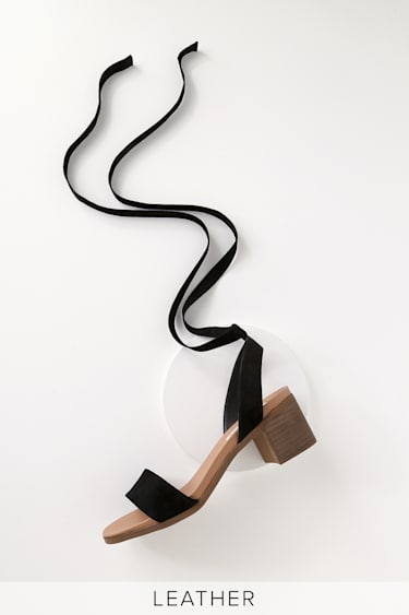 Steve Madden Adrianne Black Suede Leather Heels Lace-Up Heels