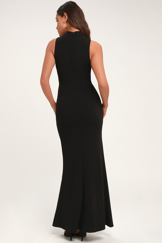 Stunning Black Maxi Dress - Mock Neck Dress - Cutout Dress