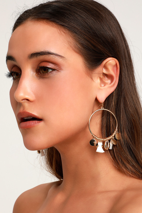 Boho Earrings - Gold Cowrie Shell Earrings - Tassel Earrings - Lulus