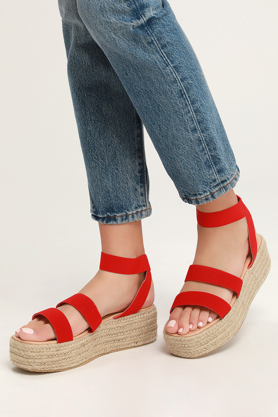 Cute Red Sandals - Espadrille Sandals 
