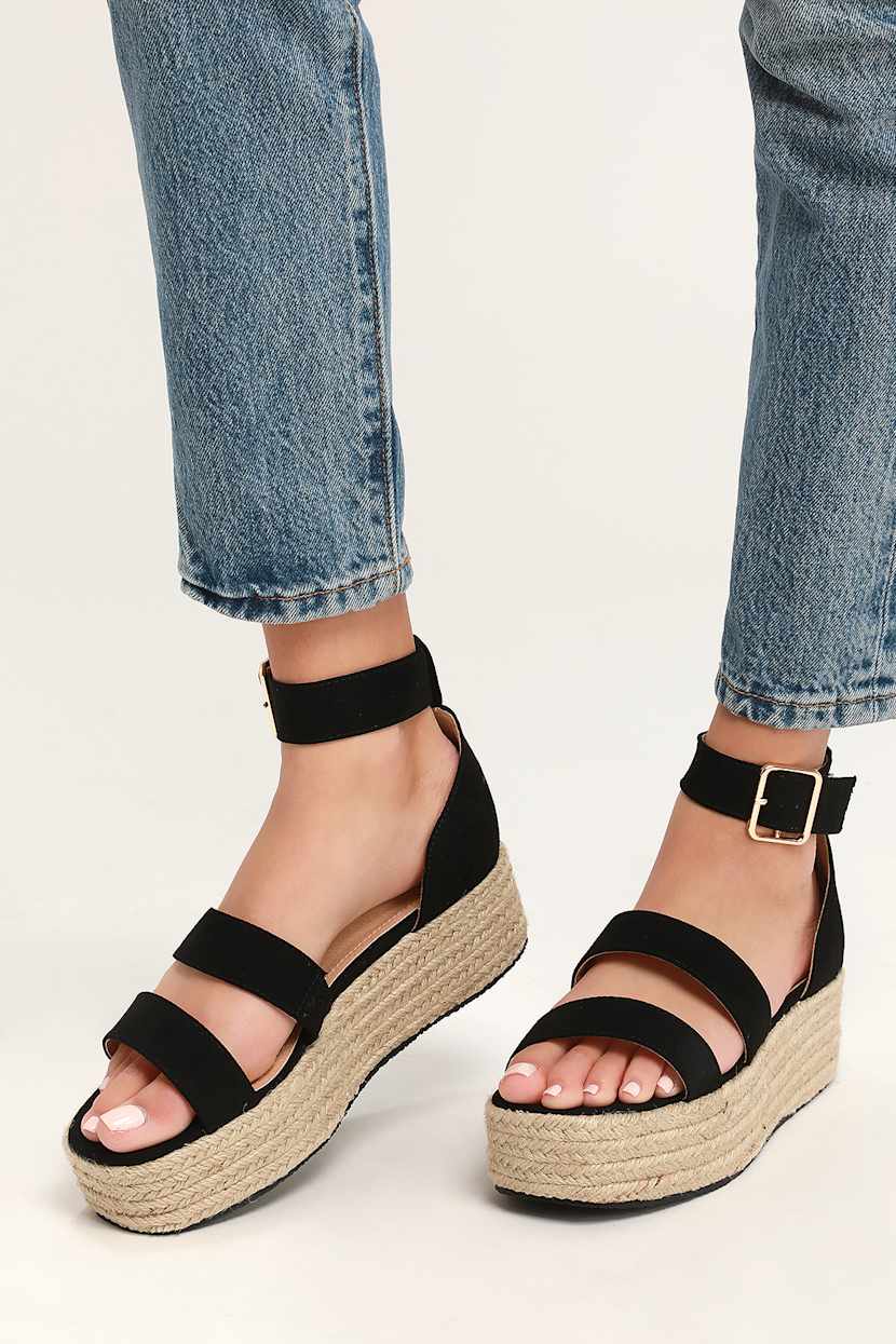 black espadrille sandals platform