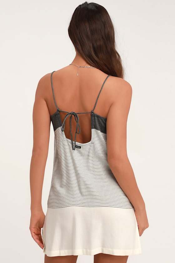 Odyssey Black and White Striped Tie-Back Tank Dress 2