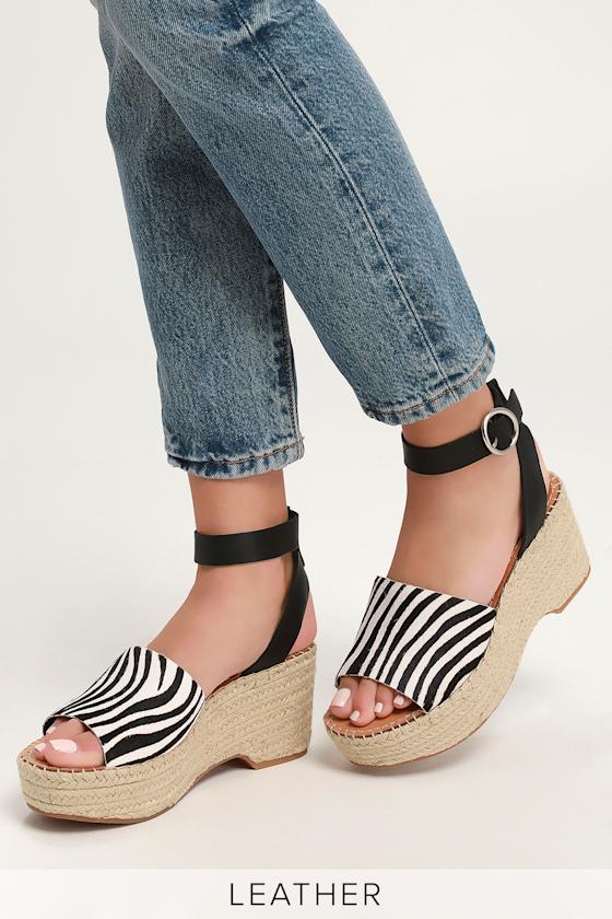 Lesly Zebra Calf Hair Espadrille Wedges 1