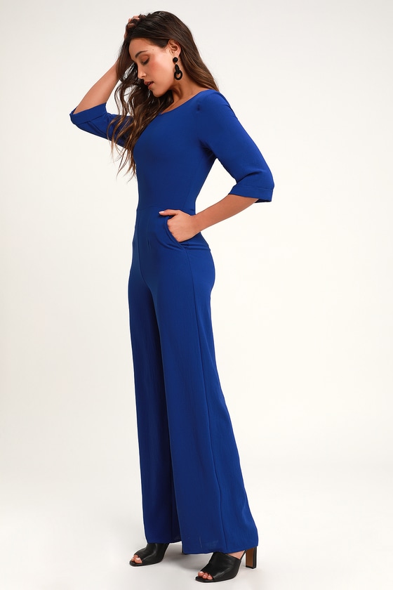 Chic Jumpsuit - Wide-Leg Jumpsuit - Royal Blue Jumpsuit - Lulus