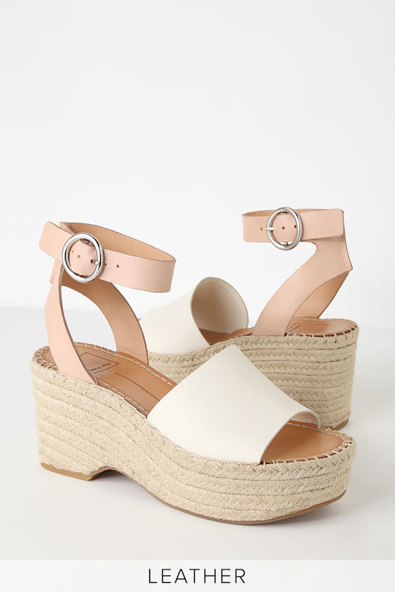 Lesly White and Nude Espadrille Wedges 2