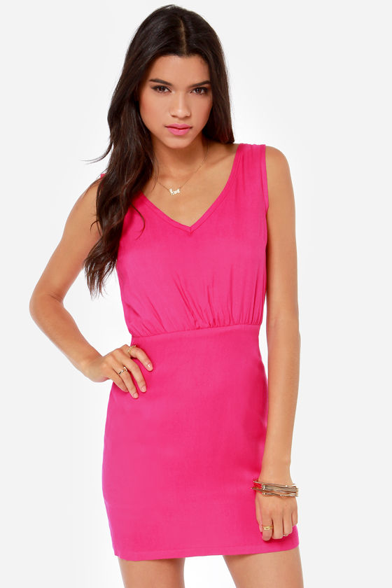 Hot Pink Dress - Fuchsia Dress - Lattice Dress - $49.00