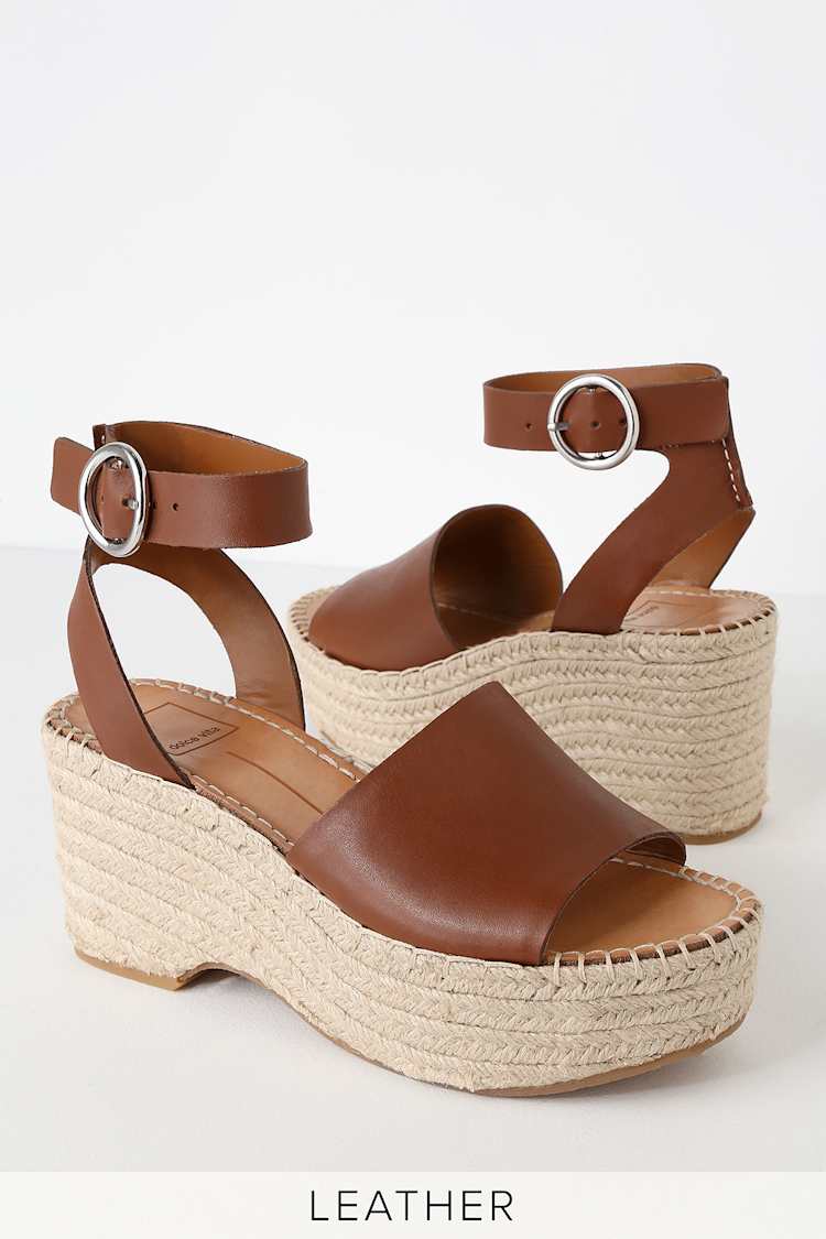 Calf Hair Lesly Wedges Dolce Vita Lesly Brown Leather Espadrille