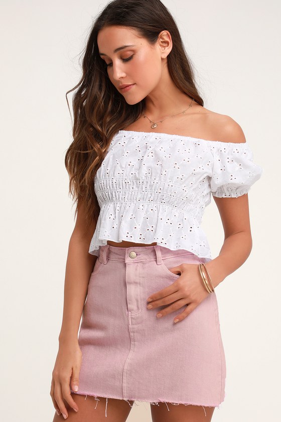 lavender jean skirt