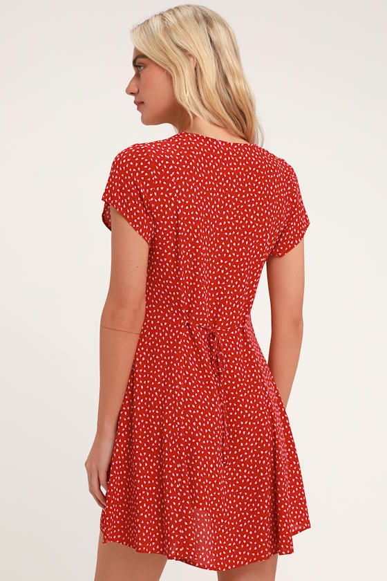 Milla Red Floral Print Button-Up Mini Dress 4