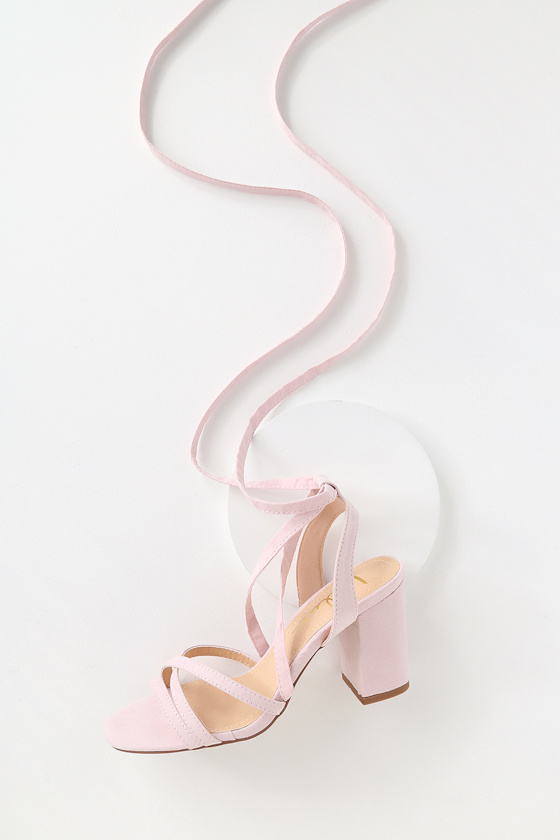 Ashton Blush Suede Lace-Up Heels 2