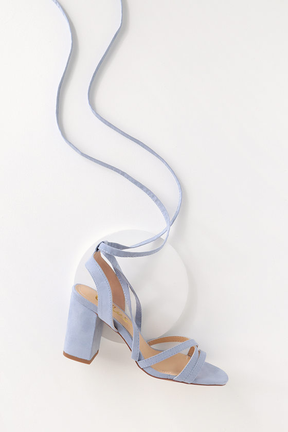Ashton Blue Suede Lace-Up Heels 2