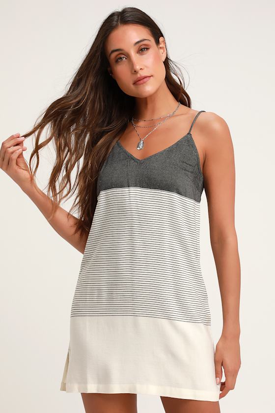 Odyssey Black and White Striped Tie-Back Tank Dress 5