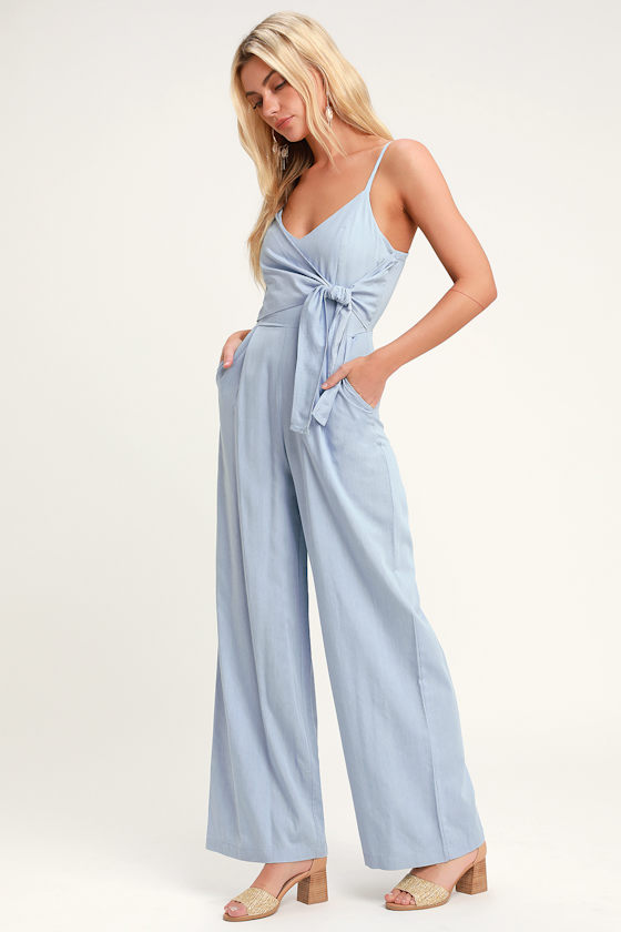 Tallulah Light Blue Chambray Wide-Leg Jumpsuit 2