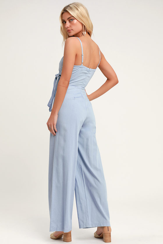 Tallulah Light Blue Chambray Wide-Leg Jumpsuit 4