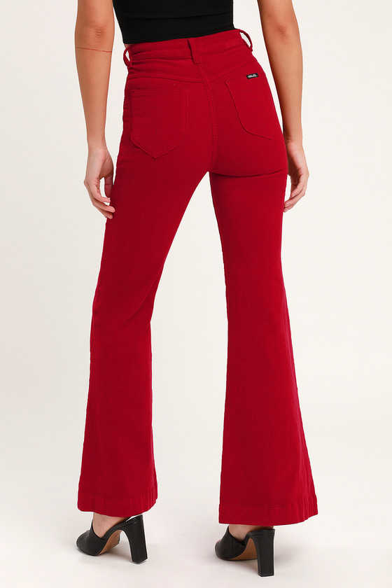 Rolla's Eastcoast Flare - Red Corduroy Pants - Wide-Leg Pants