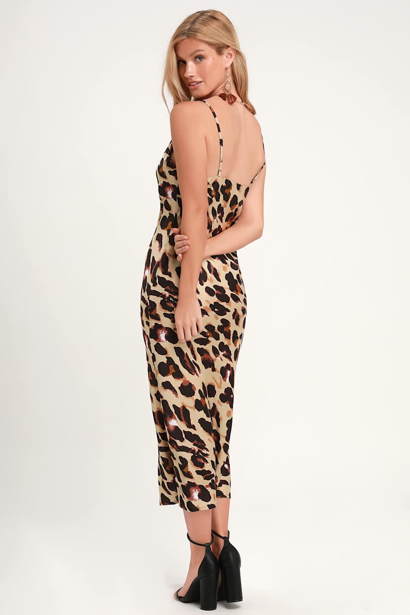 Download Sexy Leopard Print Dress Satin Midi Dress Midi Slip Dress Lulus