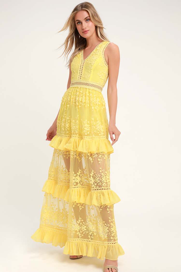 yellow lace maxi