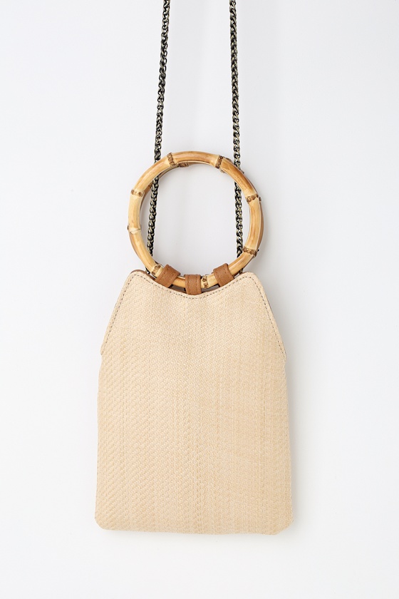 Summer Fling Tan Bamboo Handle Bag 2