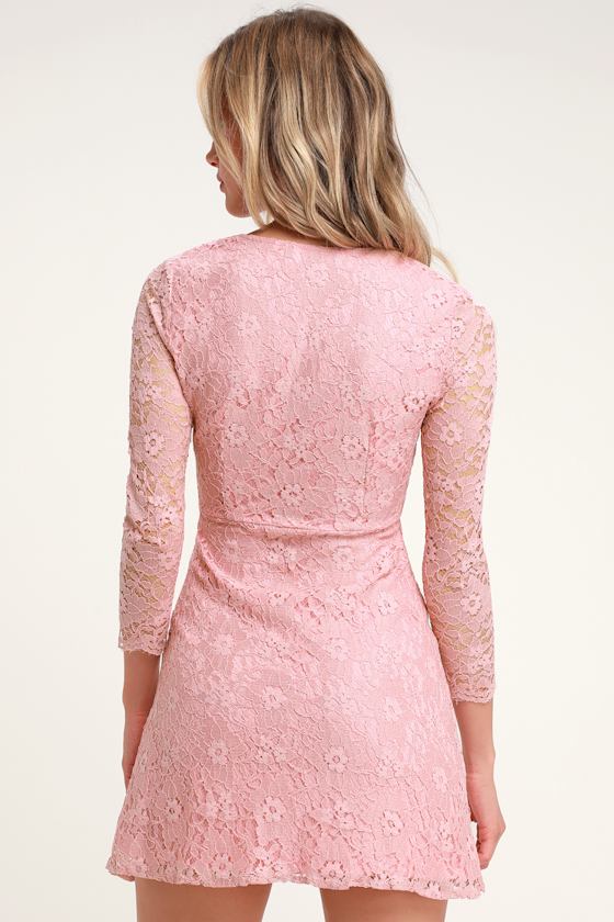 We Will Dance Blush Pink Three-Quarter Sleeve Lace Dress 2