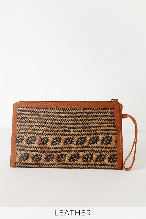 Dani Beige and Black Woven Clutch 2