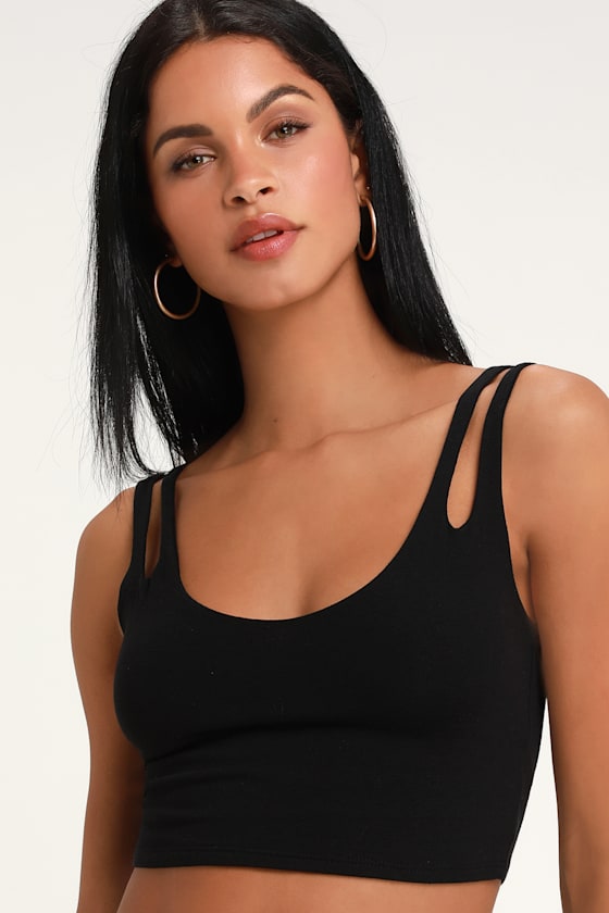 Finleigh Black Cutout Cropped Tank Top 3