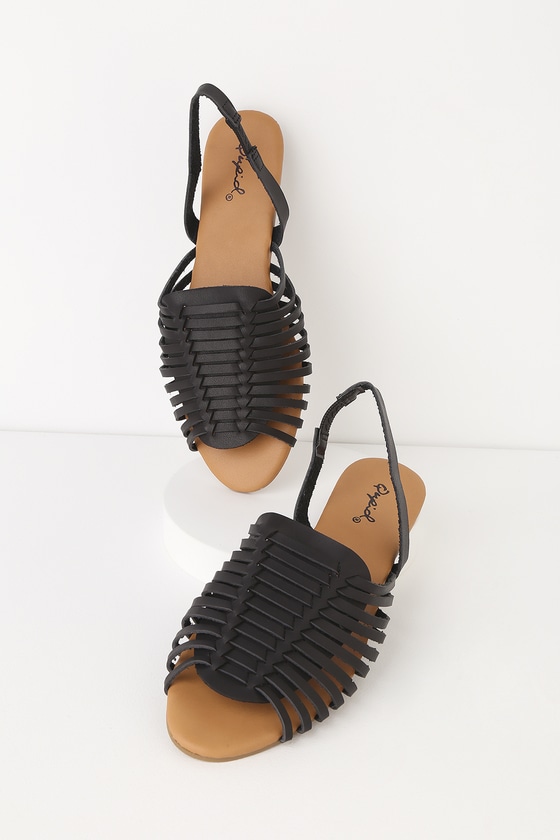 black slingback sandals flat