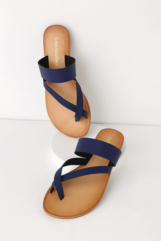 Oceanfront Navy Flat Sandals 4