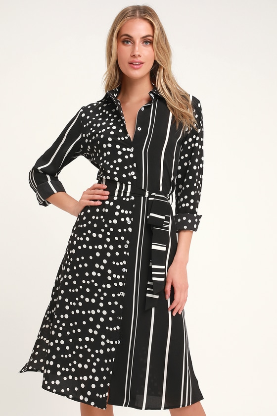 long polka dot shirt dress