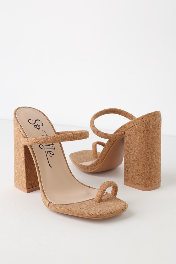 Cork Heels - Toe Loop Heels - Slide 