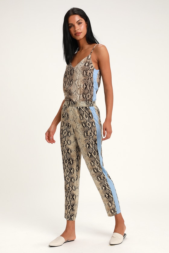 Cute Snake Print Pants - Beige Snake Pants - Colorblock Pants