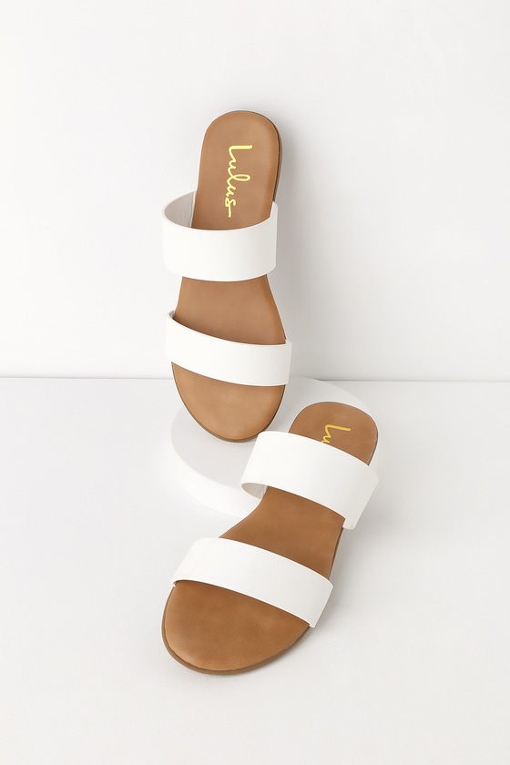 Cute White Slide Sandals - Vegan 
