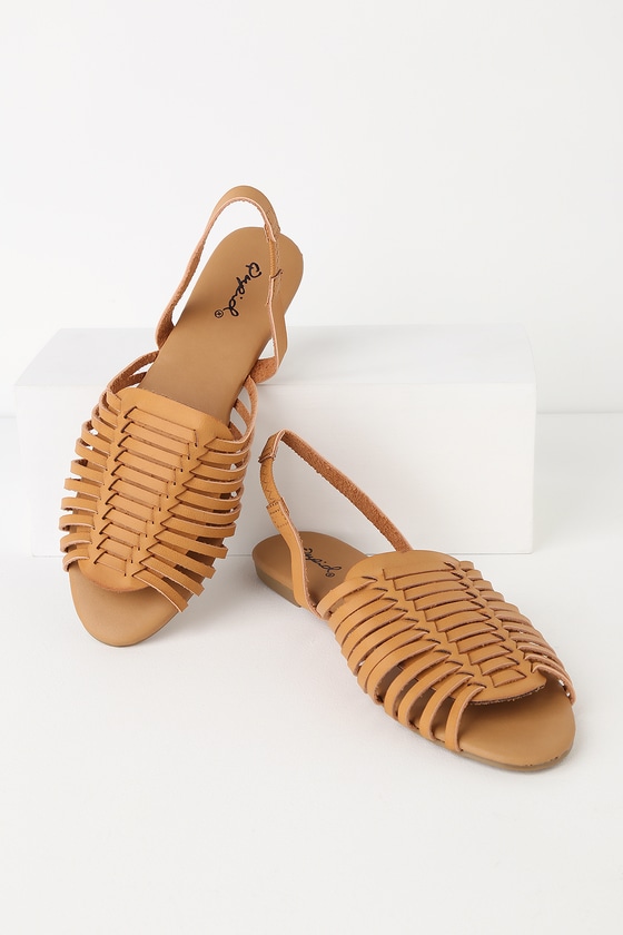 camel slingbacks