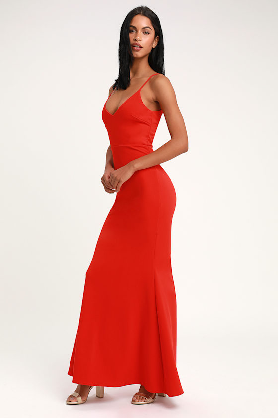 Infinite Glory Coral Red Maxi Dress 2