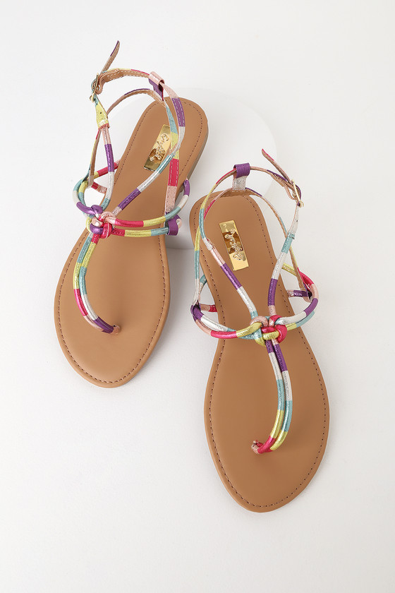 rainbow flat sandals