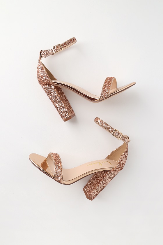 Stunning Glitter Heels - Rose Gold 