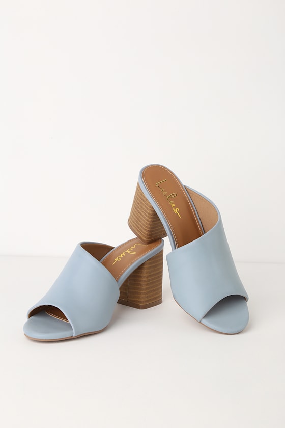 Cute Blue Mules Vegan Leather Mules PeepToe Mules Lulus