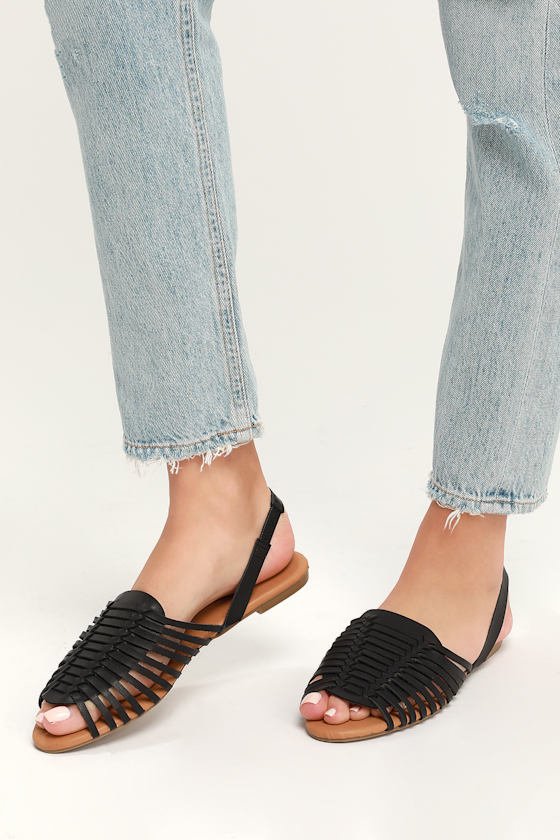 Mazie Black Slingback Flat Sandals 2