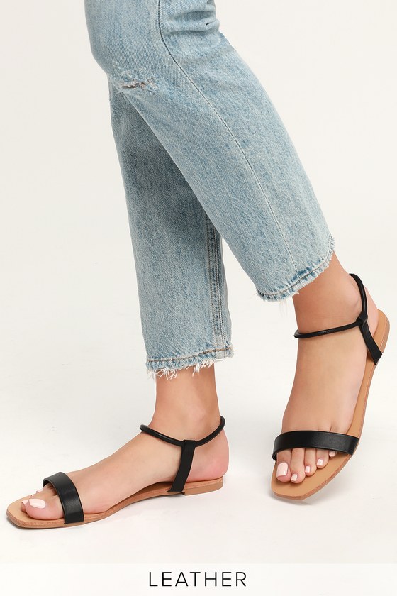simple black flat sandals