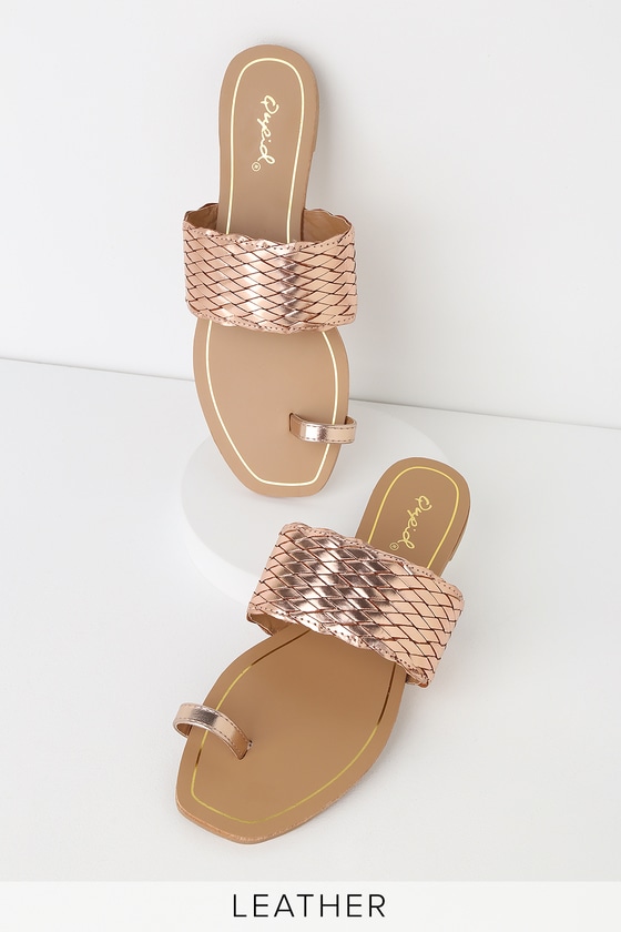 rose gold toe post sandals